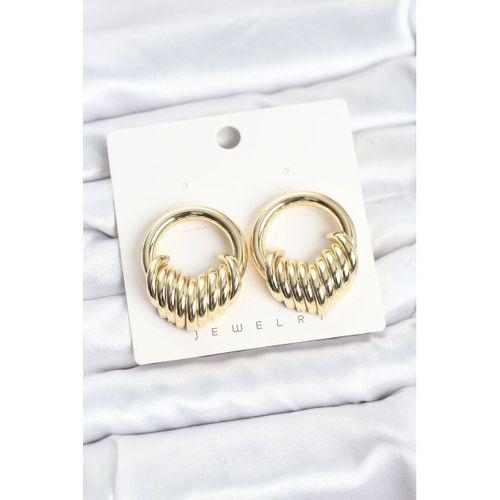 Pirinç Gold Renk Halka Sarmal Model Vintage Kadın Küpe
