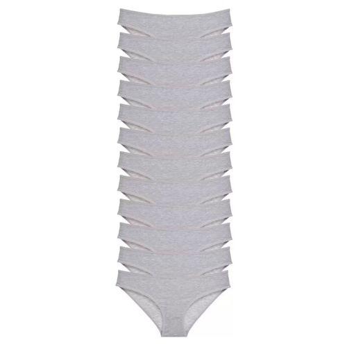 12 Adet Süper Eko Set Likralı Kadın Slip Külot Gri