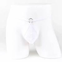 Fantezi Beyaz Transparan Halkalı Tül Erkek String Seksi Erkek İç Çamaşırı