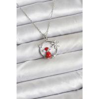 316L Çelik Zincir Gümüş Zirkon Taşlı Yılbaşı Tema Kadın Kolye