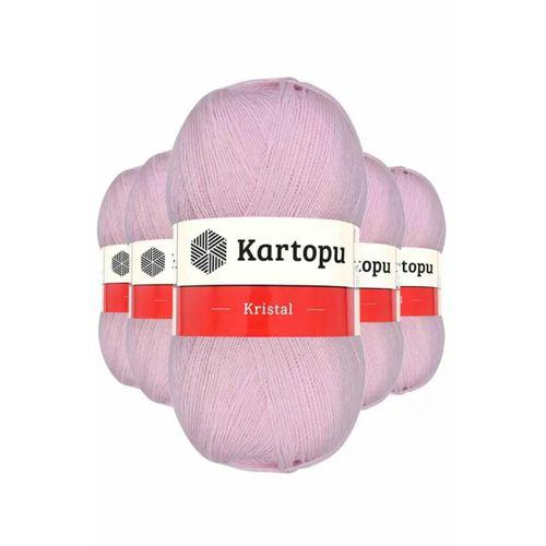 5 Adet Kristal Çift Katlı El Örgü Lif İpi Açık Pembe K699