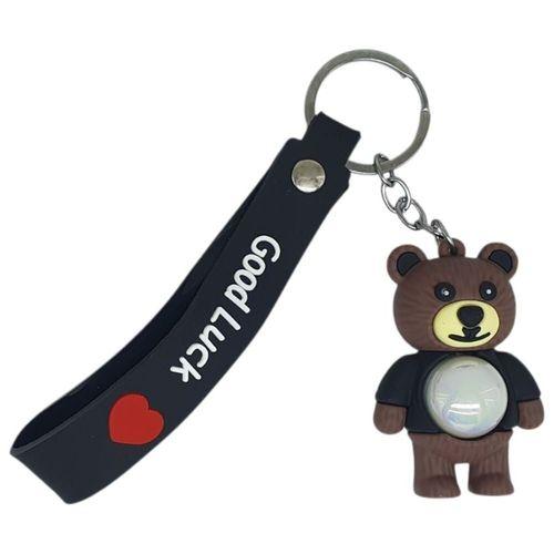 Figürlü ve Işıklı Silikon Anahtarlık - Yogi - Siyah