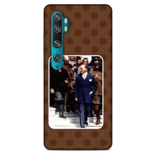 Xiaomi Mi Note 10 Pro Kılıf Atatürk (23) Ultra Koruma Kılıfı Kahve Yuvarlak