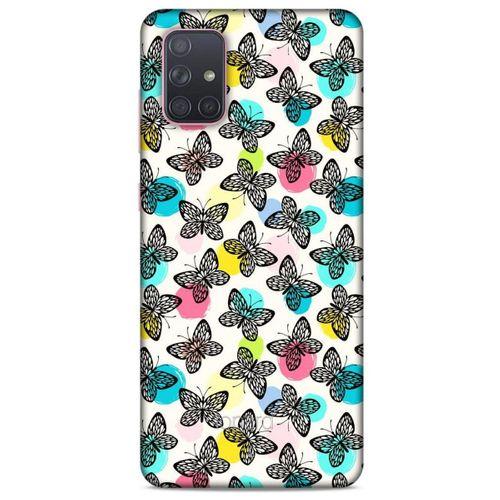 Samsung Galaxy A71 Kılıf Kelebek Etkisi (36) Glitter Kılıf Sarı Pembe