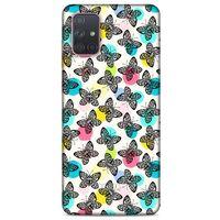 Samsung Galaxy A71 Kılıf Kelebek Etkisi (36) Glitter Kılıf Sarı Pembe