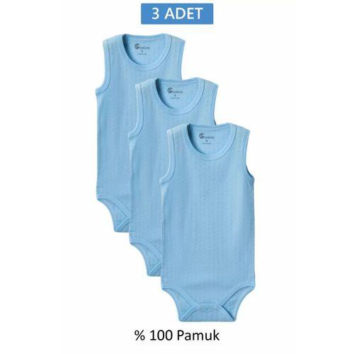 Mavi Askılı Body Zıbın 7-12 YAŞ Çocuklar İçin (3 ADET) Alttan Çıtçıtlı Özel Gereksinimli-D