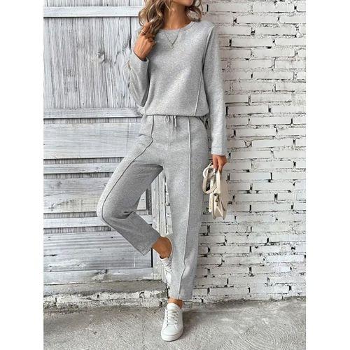 Kadın Uzun Kollu Yanları Nervurlu Viskon Iki Iplik Ve Pantolon Ikili Takım