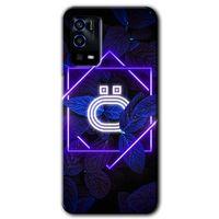 Oppo A55 Kılıf HD Desen Baskılı Arka Kapak - Dark Neon Yaprak Ö Harfi + Kırılmaz Cam