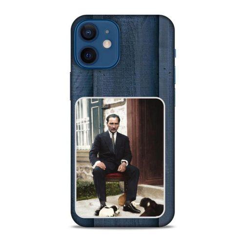 Apple iPhone 12 Mini Kılıf Atatürk (37) Silicone Cover Laci Ahşap