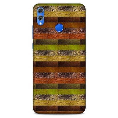 Huawei Honor 8x Kılıf Patchwork (48) Bumper Kılıf Kahve Yeşil