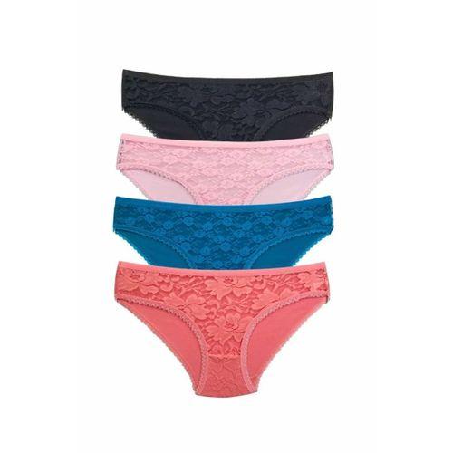 4 Adet Önü Dantelli Transparan Kadın Slip Külot S218