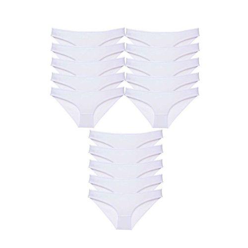 15 Adet Süper Eko Set Likralı Kadın Slip Külot Beyaz
