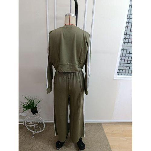 Kadın Uzun Kollu Bisiklet Yakalı Kısa Viskon Ikı Iplik Bluz Ve Pantolon Ikili Takım