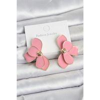 Pembe Mineli Lotus Model Pirinç Kadın Küpe