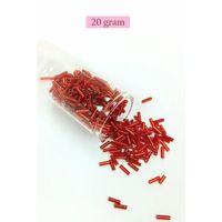 Uzun Boru Kesme Boncuk Çap 2mm Uzunluk 10 mm - 20 Gram - Şeffaf Kırmızı - BNC260