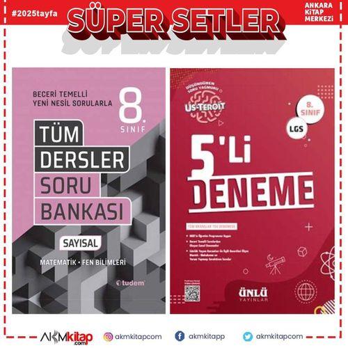 Tudem Yayınları 8. Sınıf Tüm Dersler Sayısal Beceri Temelli Soru Bankası ve Ünlü 5 li Deneme Seti 2 Kitap