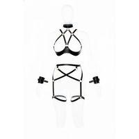 Siyah Harness Takım Deri Jartiyerli Boyunluk Detaylı - Brf1189