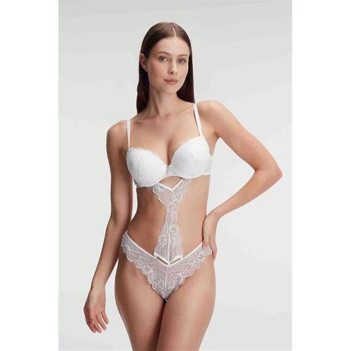 Fantezi Destekli Balenli Kaplı Dantel Detaylı Sütyen Slip İç Çamaşırı Takımı