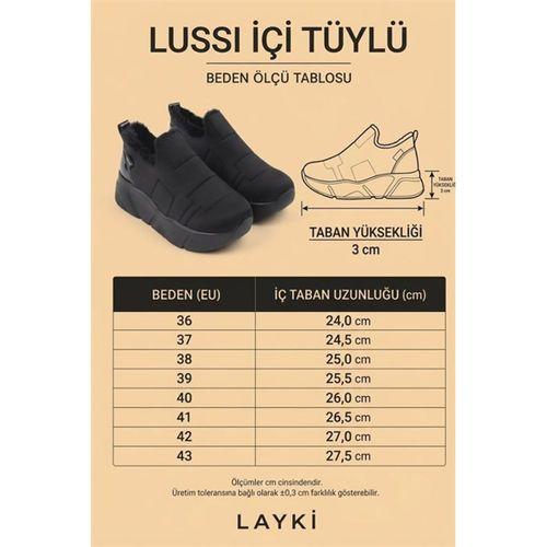 Lussi Siyah Renkli Paraşüt Kumaş Kışlık İçi Tüylü Kadın Spor Ayakkabı