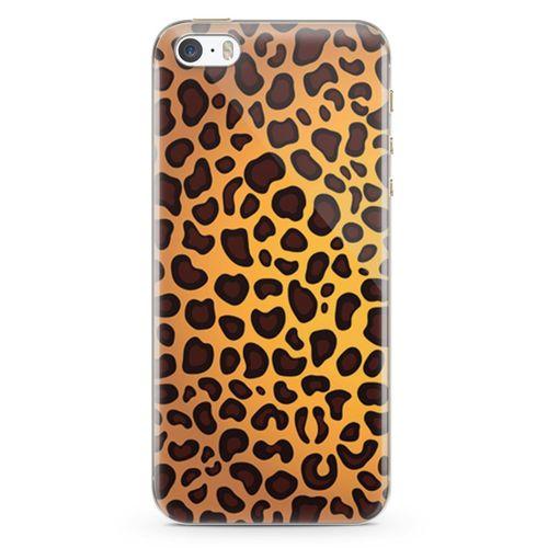 Apple iPhone 5s Kılıf Sarı Leopar Arka Kapak Koruma Desenli Full Koruyucu