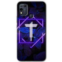 İnfinix Hot 10 Play Kılıf HD Desen Baskılı Arka Kapak - Dark Neon Yaprak T Harfi