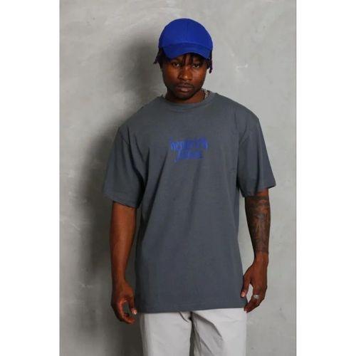 Erkek Baskılı T-Shirt Kısa Kol Bisiklet Yaka Regular Fit Rahat Kalıp Günlük Tişört - Füme