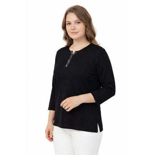 Kadın Taş Düğmeli Küçük V Yakalı Bluz BGL-ST05289