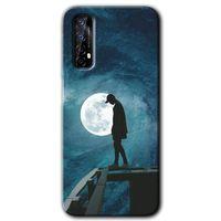 Realme 7 Kılıf Baskılı Kapak - Dolunay Yalnızlık + 5D Tam Kaplayan Cam