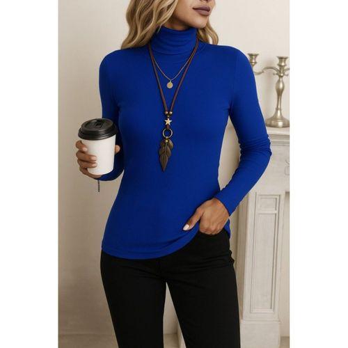 Kadın Uzun Kollu Balıkçı Yaka Viskon Bluz