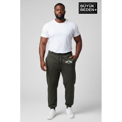 Erkek Büyük Beden New York Baskılı Paça Lastikli Rahat Kesim Jogger İnce Eşofman Altı SPR26BEA951-5