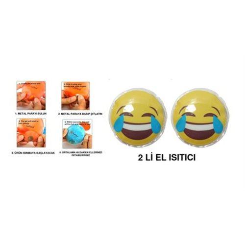 Gülen Emoji Cep Sobası El Isıtıcı,2 Adet Sıcak Su Torbası Pvc 9Cm