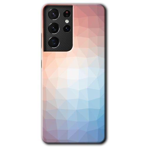 Galaxy S21 Ultra Kılıf HD Desen Baskılı Arka Kapak - Polygon Graident 3 + Kırılmaz Cam