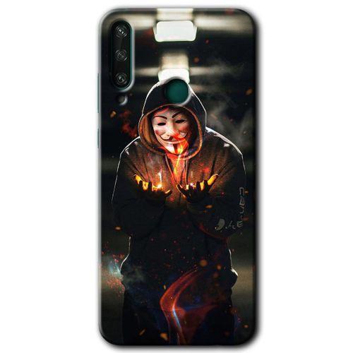 Potkal Hediye Fabrikası Huawei Y6P HD Baskılı Kılıf + 9D Tam Ekran Koruyucu - V for Fire