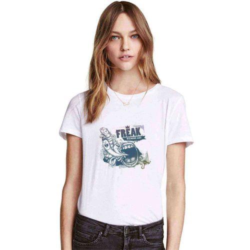 Freak Bizarre Art Baskılı Beyaz Kadın Tshirt