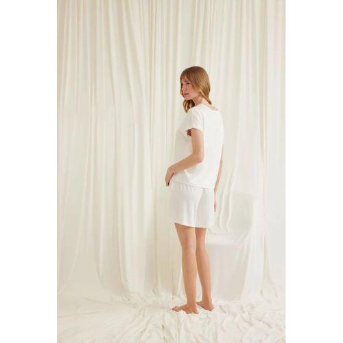 Kısa Kollu Dantelli V Yaka Şort Takımı