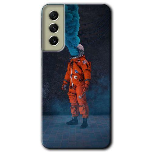 Samsung Galaxy S21 FE HD Baskılı Kılıf + 9D Tam Ekran Koruyucu - Smoke Astronot