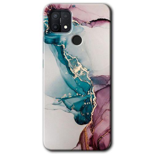 Oppo A15 Kılıf Baskılı Kapak - Liquid Mermer + 5D Tam Kaplayan Cam