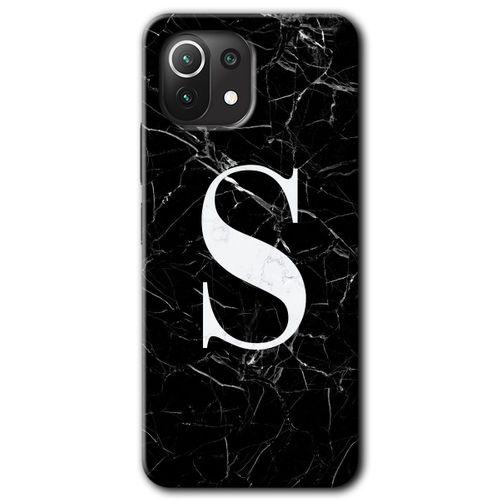 Potkal Hediye Fabrikası Xiaomi Mi 11 Lite Kılıf HD Desen Baskılı Arka Kapak - Siyah Mermer Desenli S Harfi
