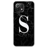 Potkal Hediye Fabrikası Xiaomi Mi 11 Lite Kılıf HD Desen Baskılı Arka Kapak - Siyah Mermer Desenli S Harfi