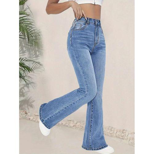 Kadın Yüksek Bel İspanyol Paça Kot Pantolon