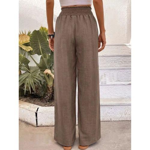 Kadın Yüksek Bel Lastikli Ithal Krep Pantolon