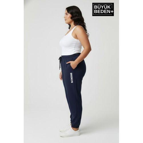 Kadın Büyük Beden BROOKLYN Baskılı Paça Lastikli  Jogger İnce Eşofman Altı  SPR26BEAK951-2