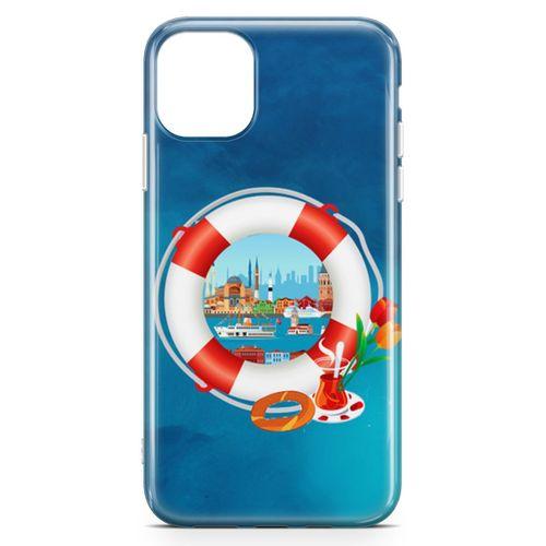 Apple iPhone 11 Pro Max Kılıf Simit Çay İstanbul Arka Kapak Koruma Desenli Full Koruyucu