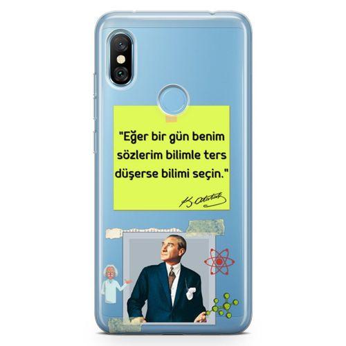 Xiaomi Redmi Note 6 Pro Kılıf Caps Atatürk Arka Kapak Koruma Desenli Full Koruyucu