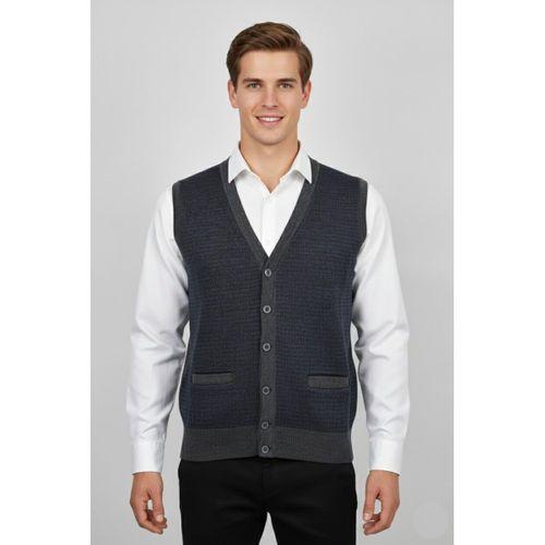 Erkek Düğmeli Yelek Cepli Çelik Örgü Klasik Kalıp BGL-ST04835