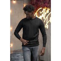 Regular Fit Yünlü Kendinden Desenli Bisiklet Yaka Triko Kazak