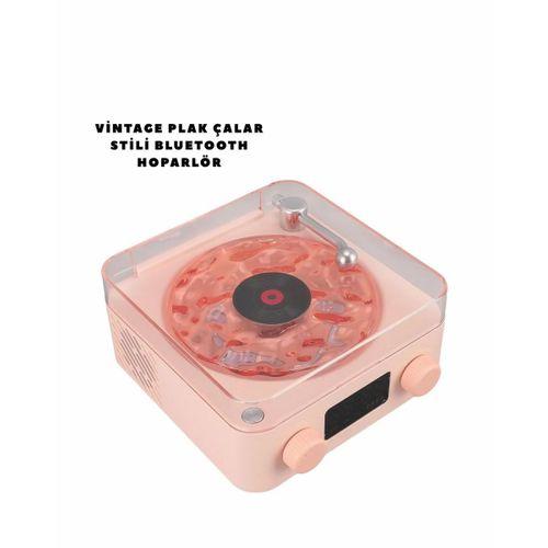 Retro Bluetooth Hoparlör Pembe