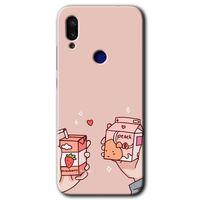 Xiaomi Redmi Note 7 Kılıf HD Desen Baskılı Arka Kapak+Temperli Cam - Meyveli Süt