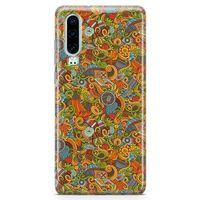 Huawei P30 Kılıf Doodle Piknik Seti Arka Kapak Koruma Desenli Full Koruyucu