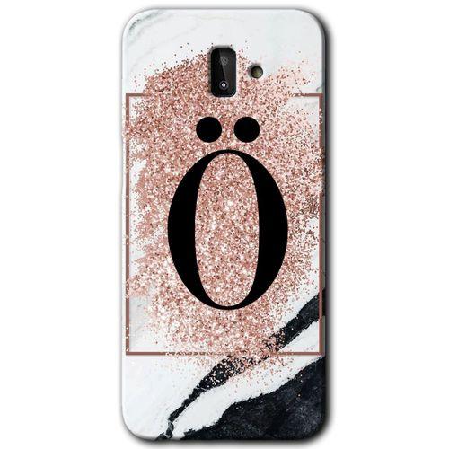 Galaxy J8 Kılıf HD Desen Baskılı Arka Kapak - Pembe Mermer Desenli Ö Harfi